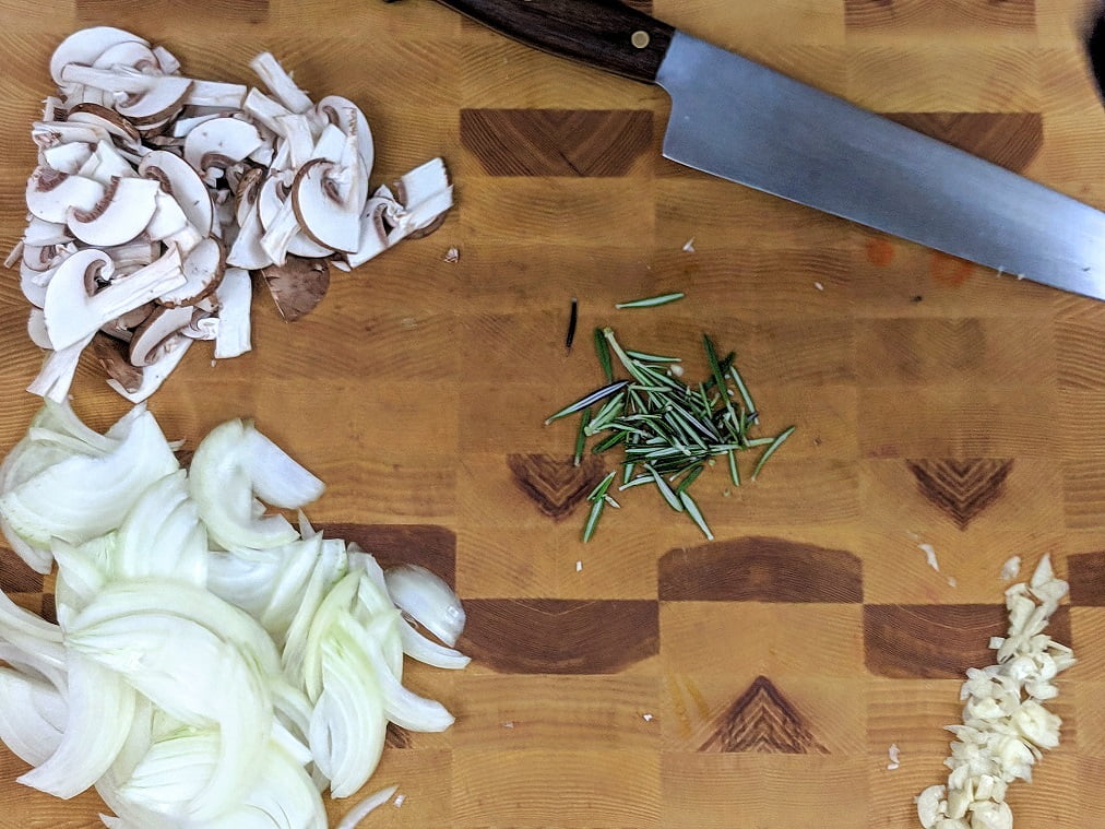 Thinly sliced beef for the stroganoff