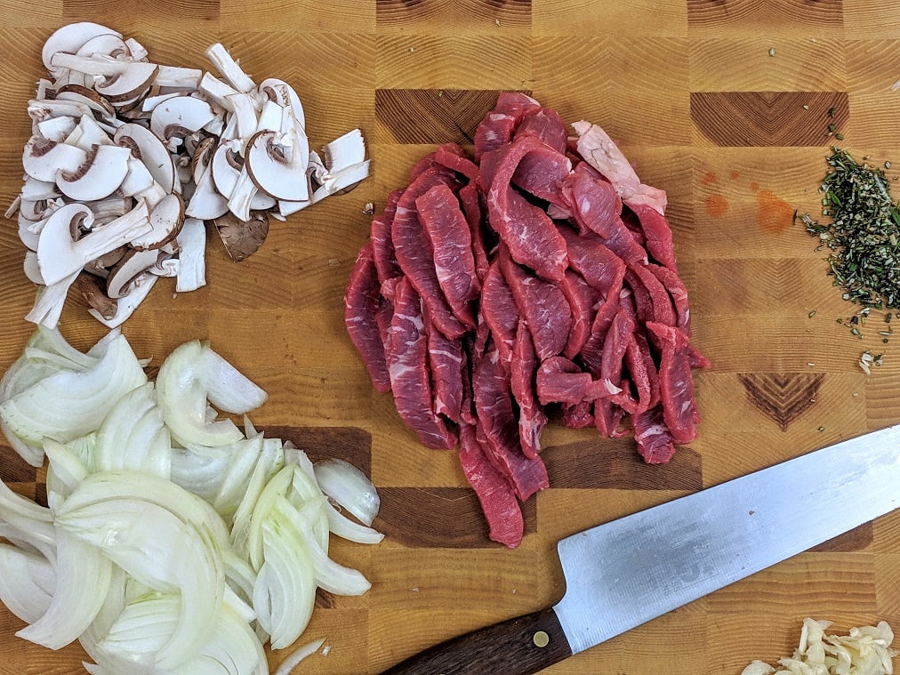 Dijon mustard for the stroganoff sauce
