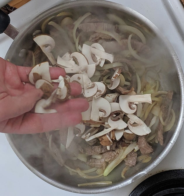 Beef and vegetables cooking together
