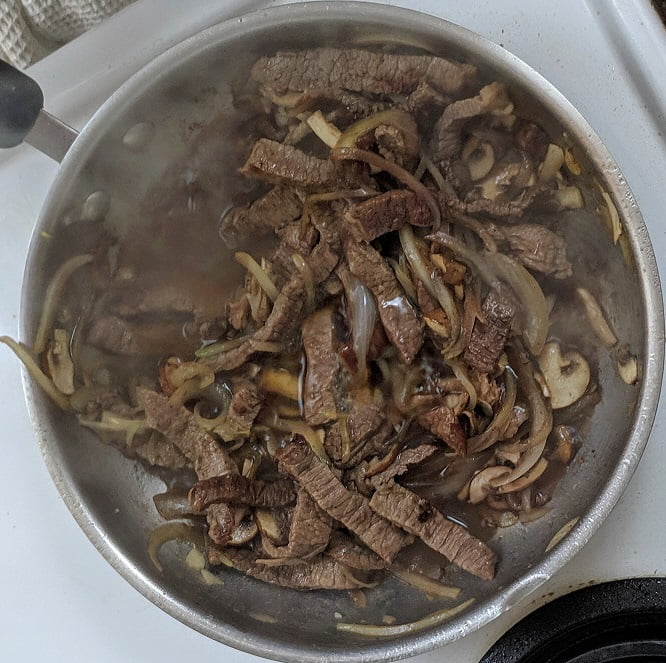 Red wine reducing in the pan