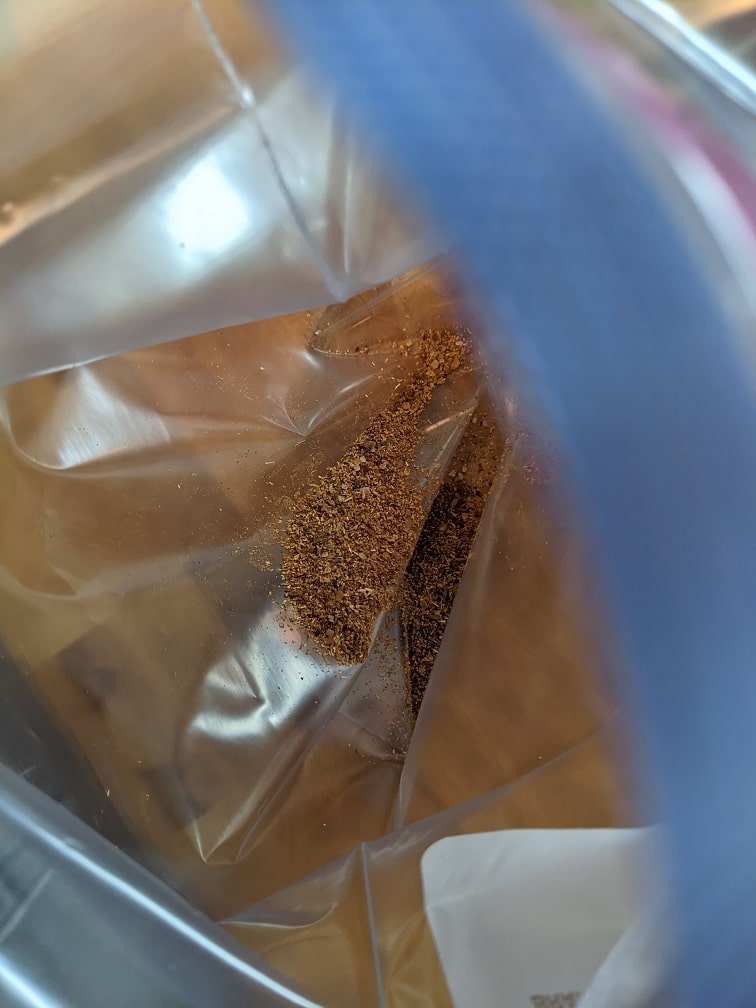 Crushed red pepper flakes and garlic for the marinade