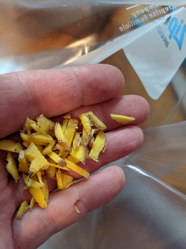 Marinade transferred to a ziplock bag