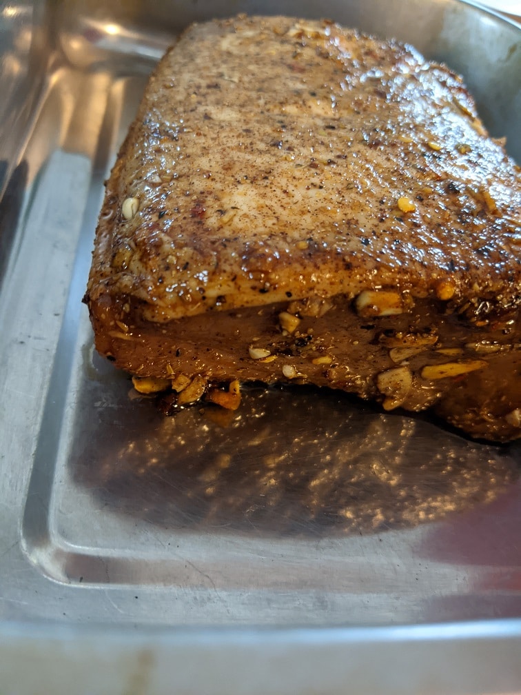 Pork removed from the marinade bag