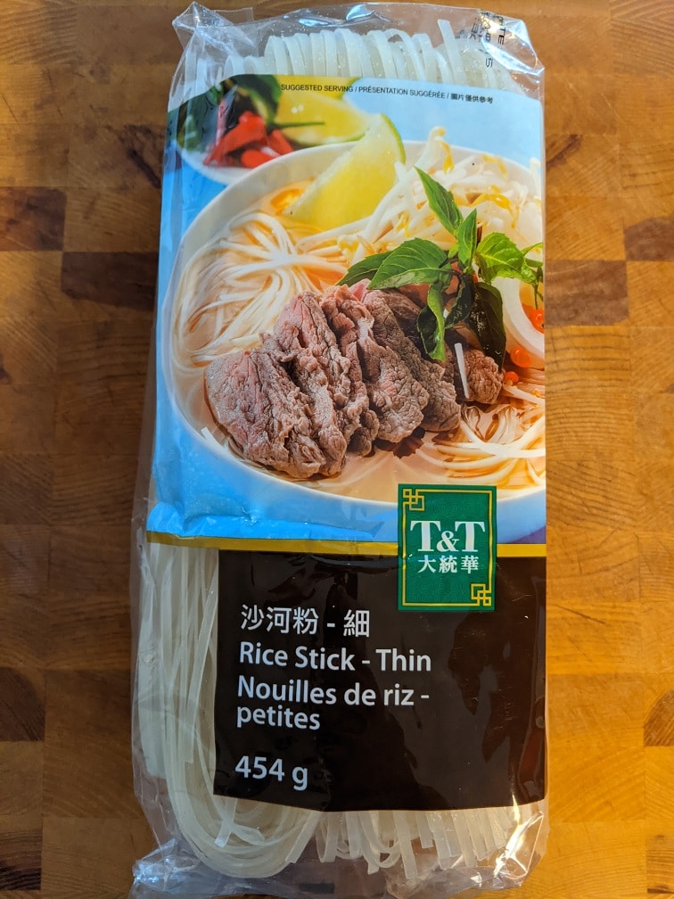 Dried rice noodles in their package