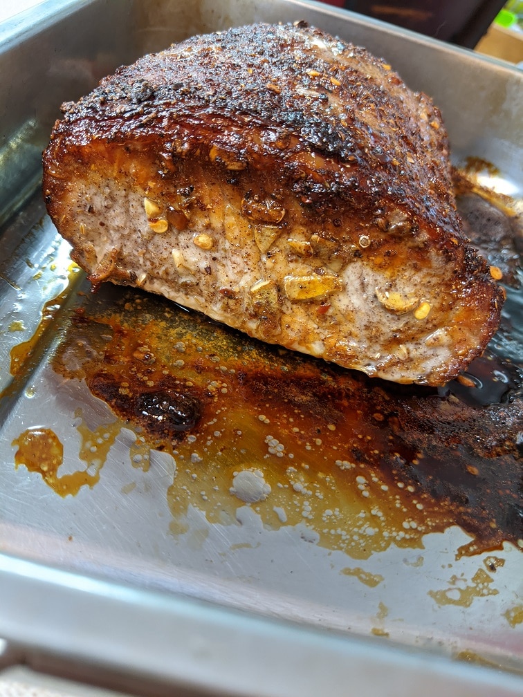 BBQ pork sliced into thirds lengthwise