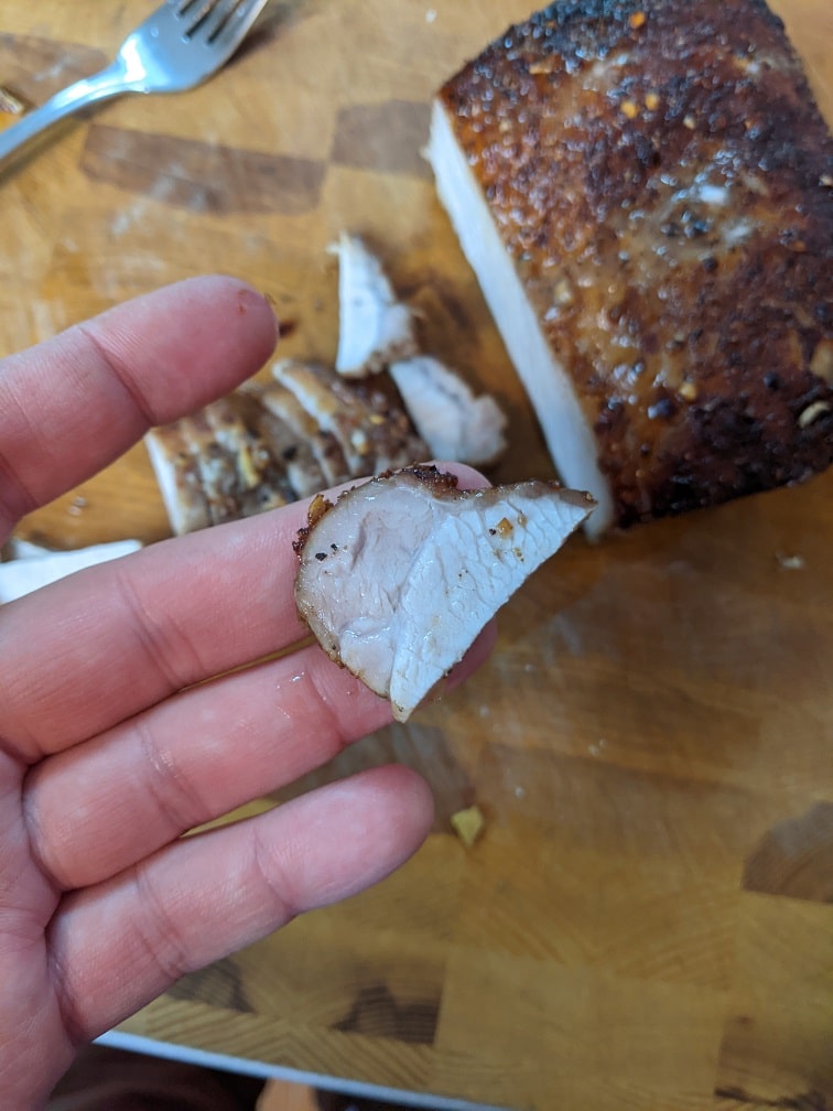 Thinly sliced Chinese BBQ pork ready for the chow mein