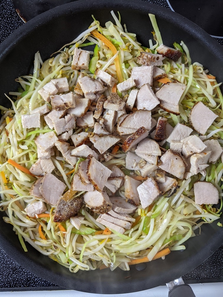 Cabbage beginning to wilt in the stir-fry