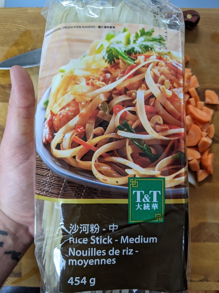 Dried rice noodles ready to cook