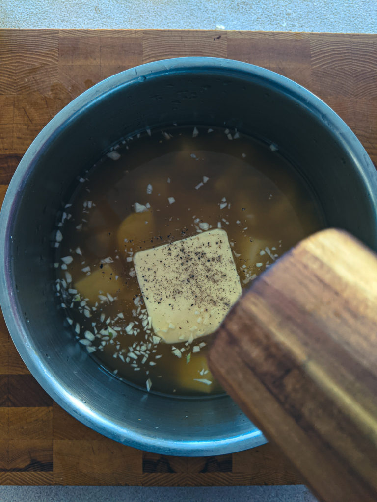 All ingredients in the pot ready to cook