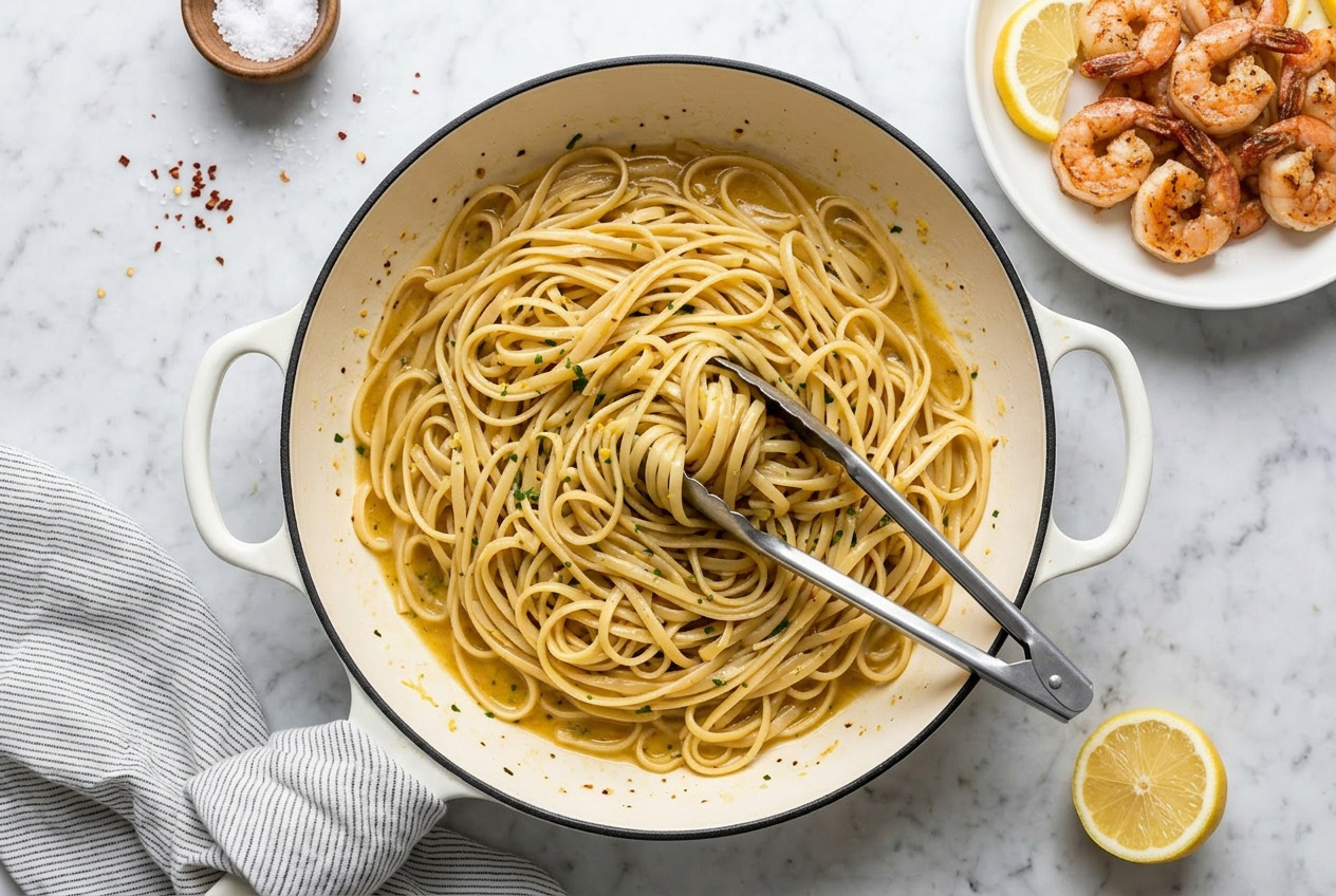 20minute shrimp scampi pasta for two step 3