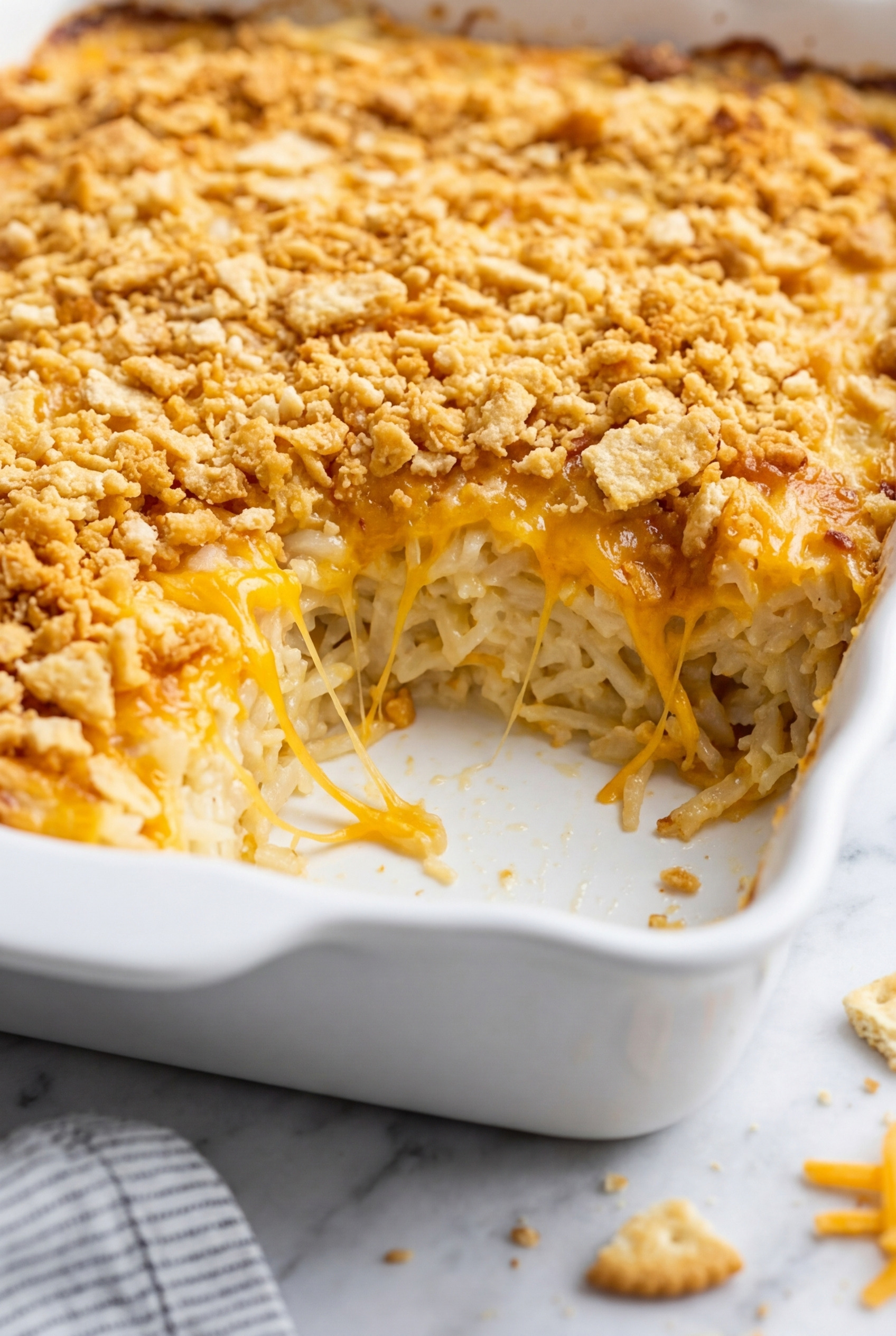 cheesy hash brown casserole cross section