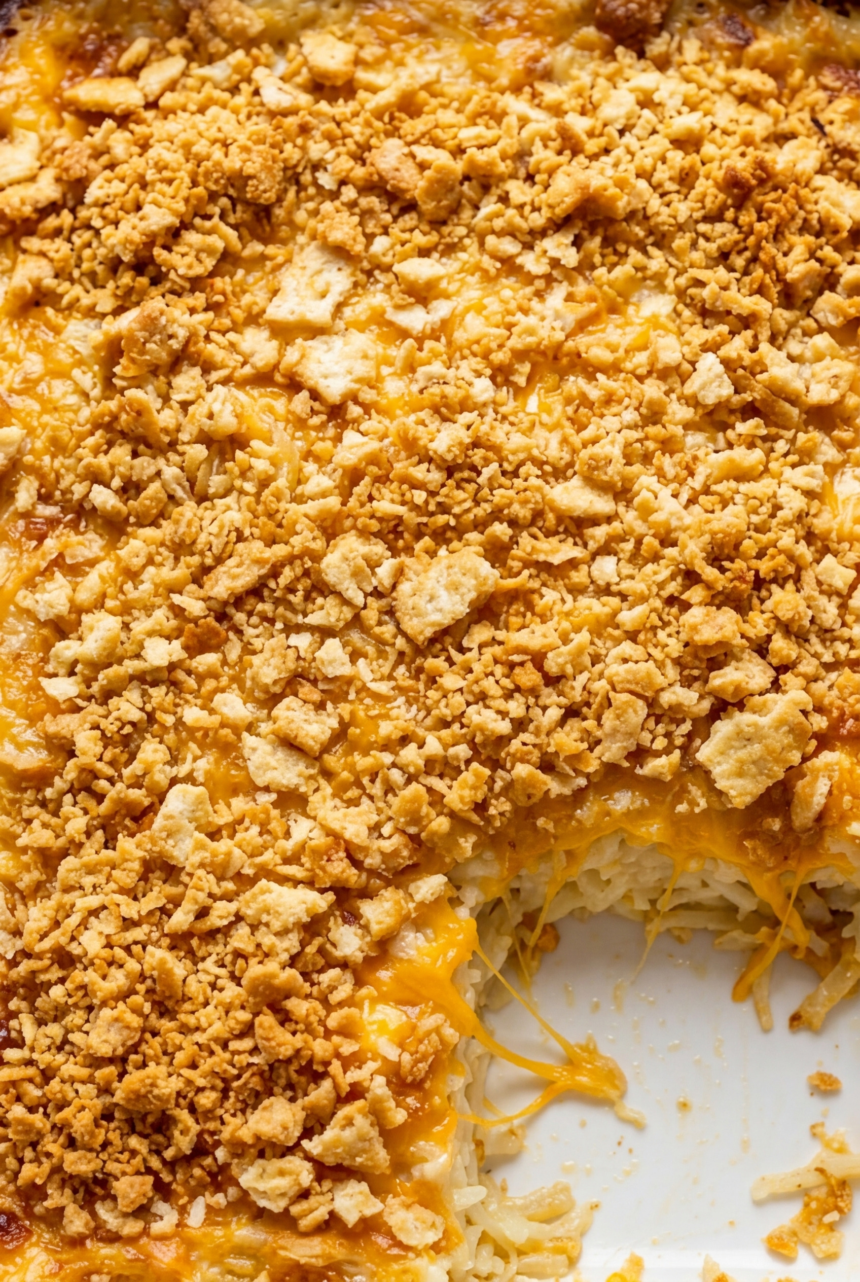 cheesy hash brown casserole close up