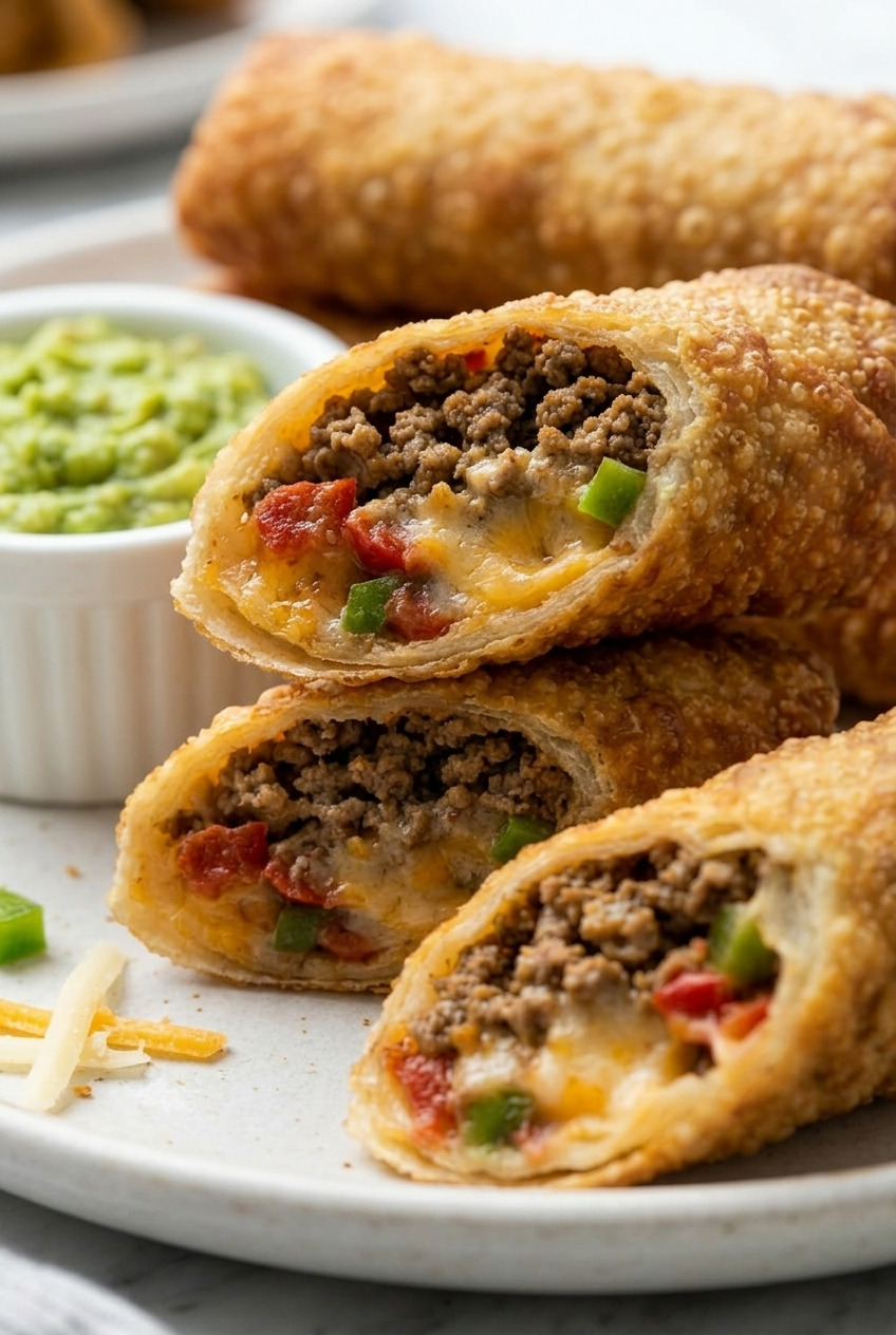 taco egg rolls served