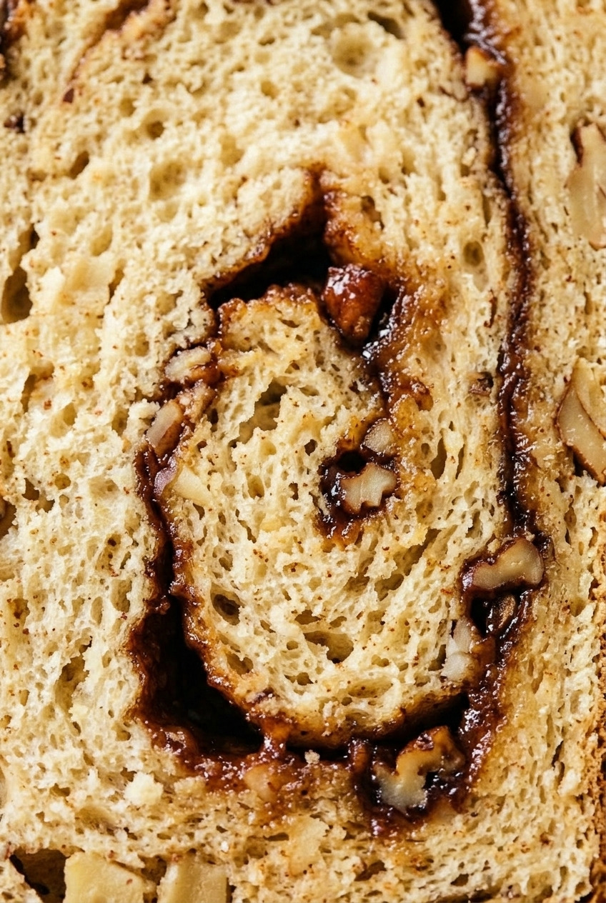 applesauce cinnamon swirl bread close up