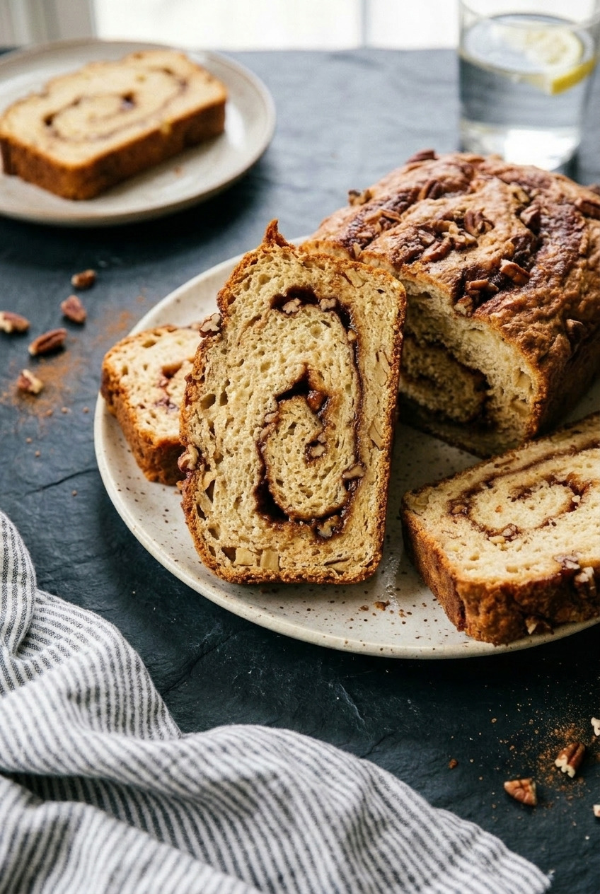 applesauce cinnamon swirl bread served