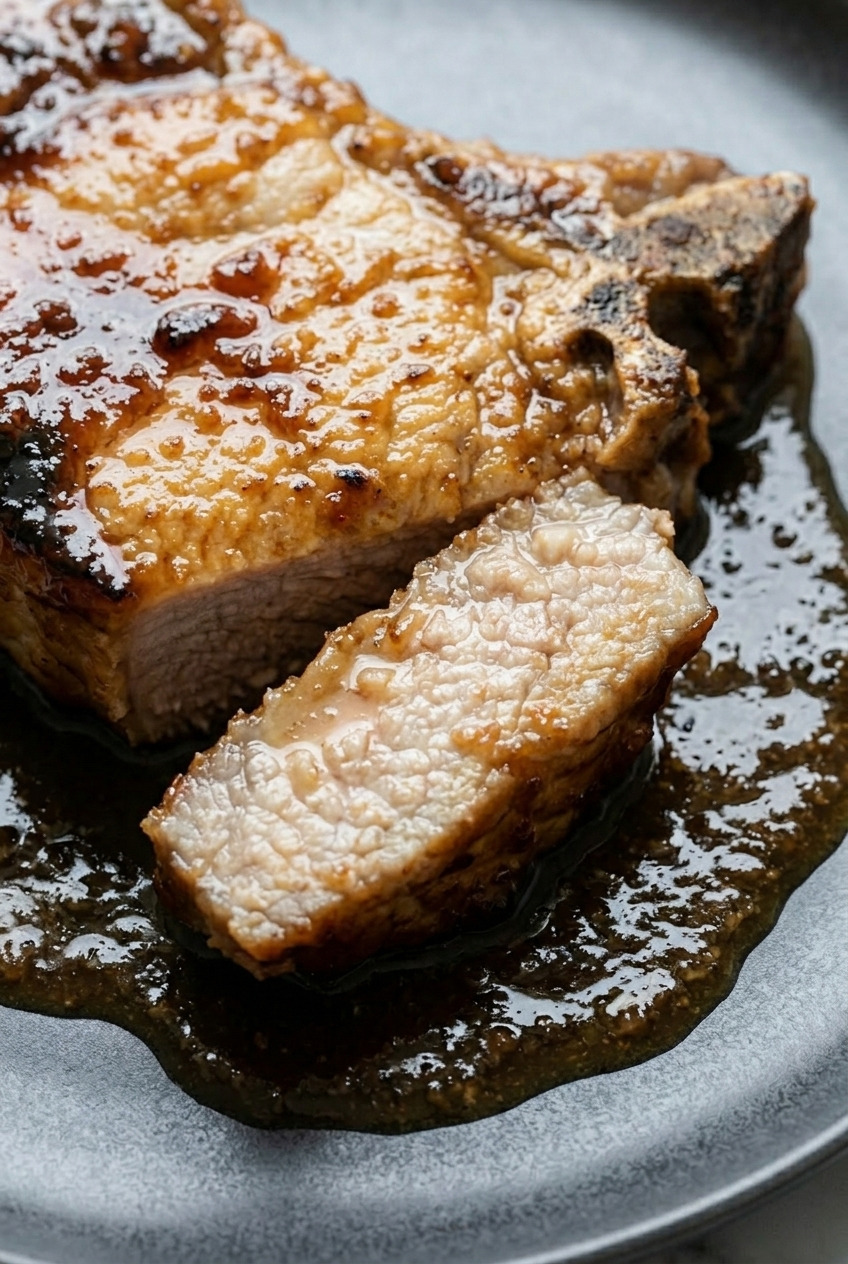 applesauce pork chops dinner scene