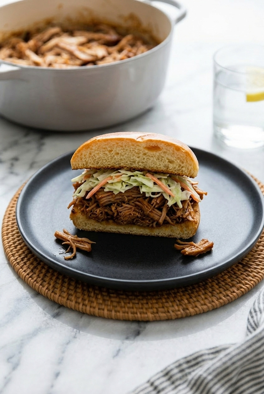 applesauce pulled pork side view