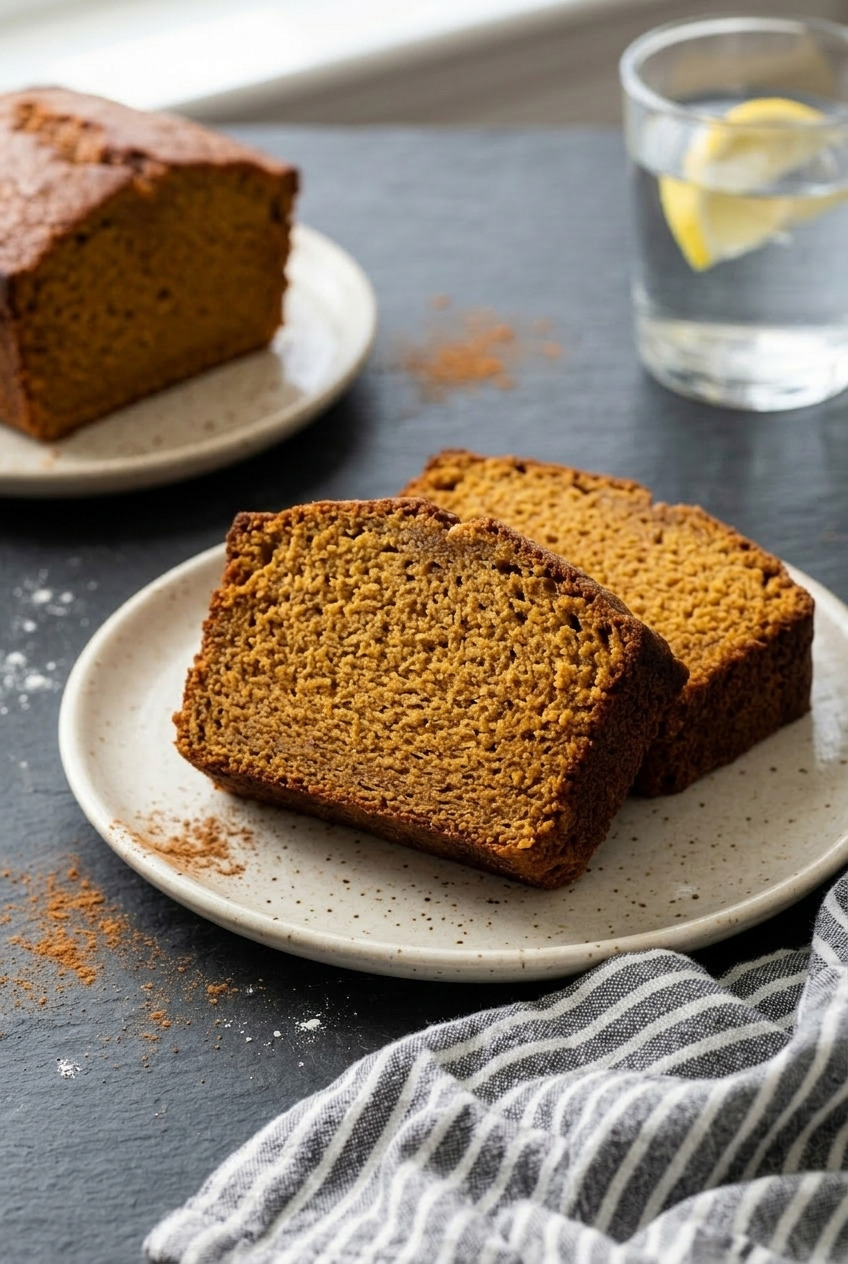 applesauce pumpkin bread side view