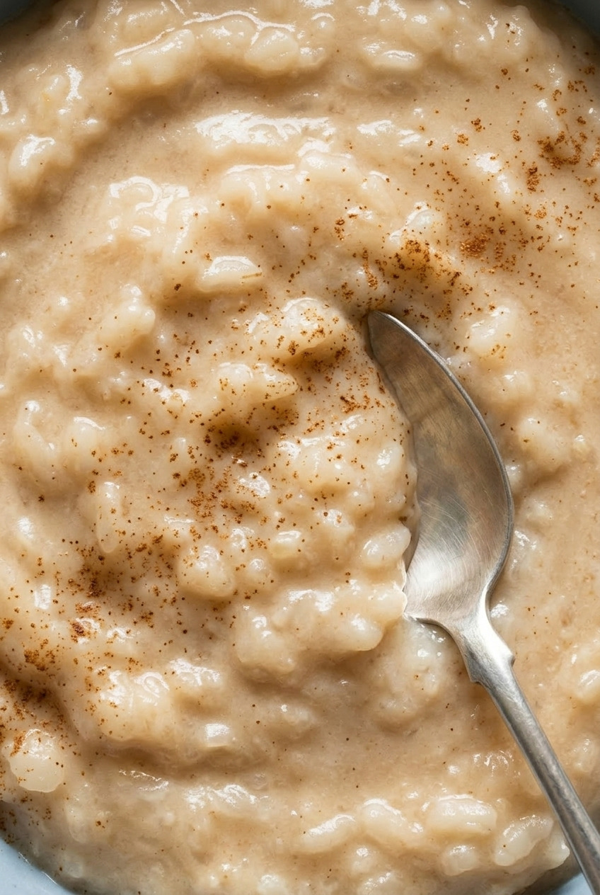 applesauce rice pudding close up