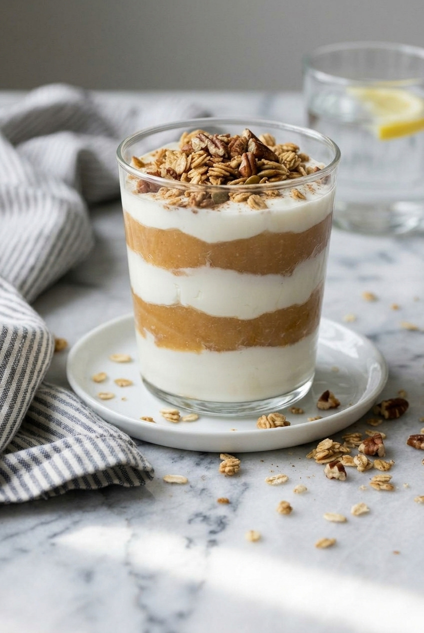 applesauce yogurt parfait cross section