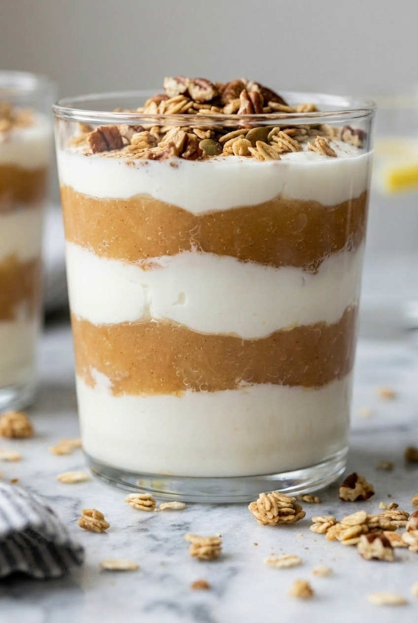 applesauce yogurt parfait close up