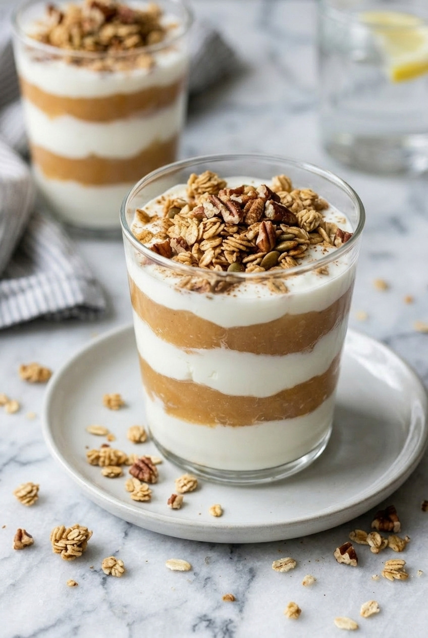applesauce yogurt parfait side view