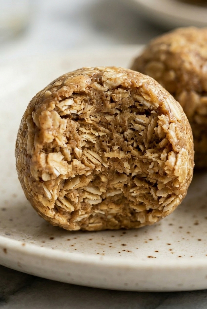 nobake applesauce energy balls cross section