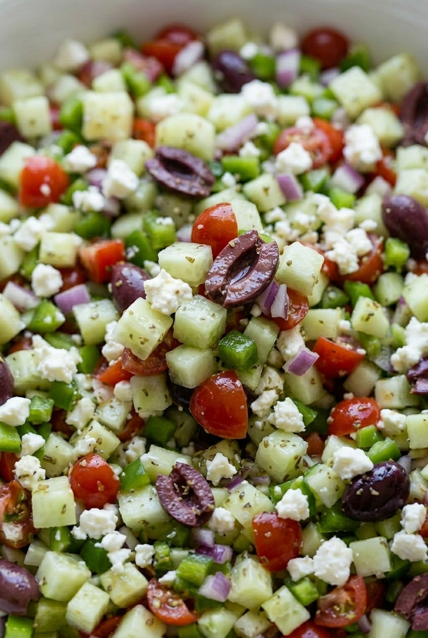 chopped greek salad close up