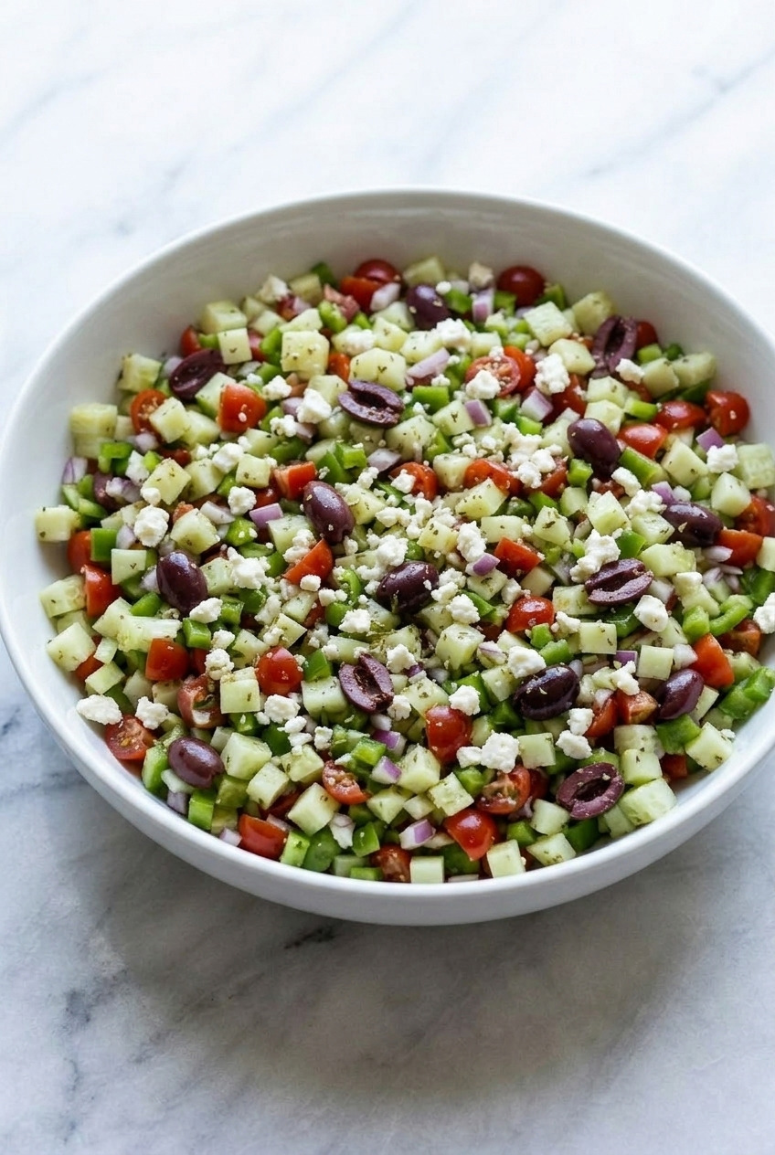 chopped greek salad served