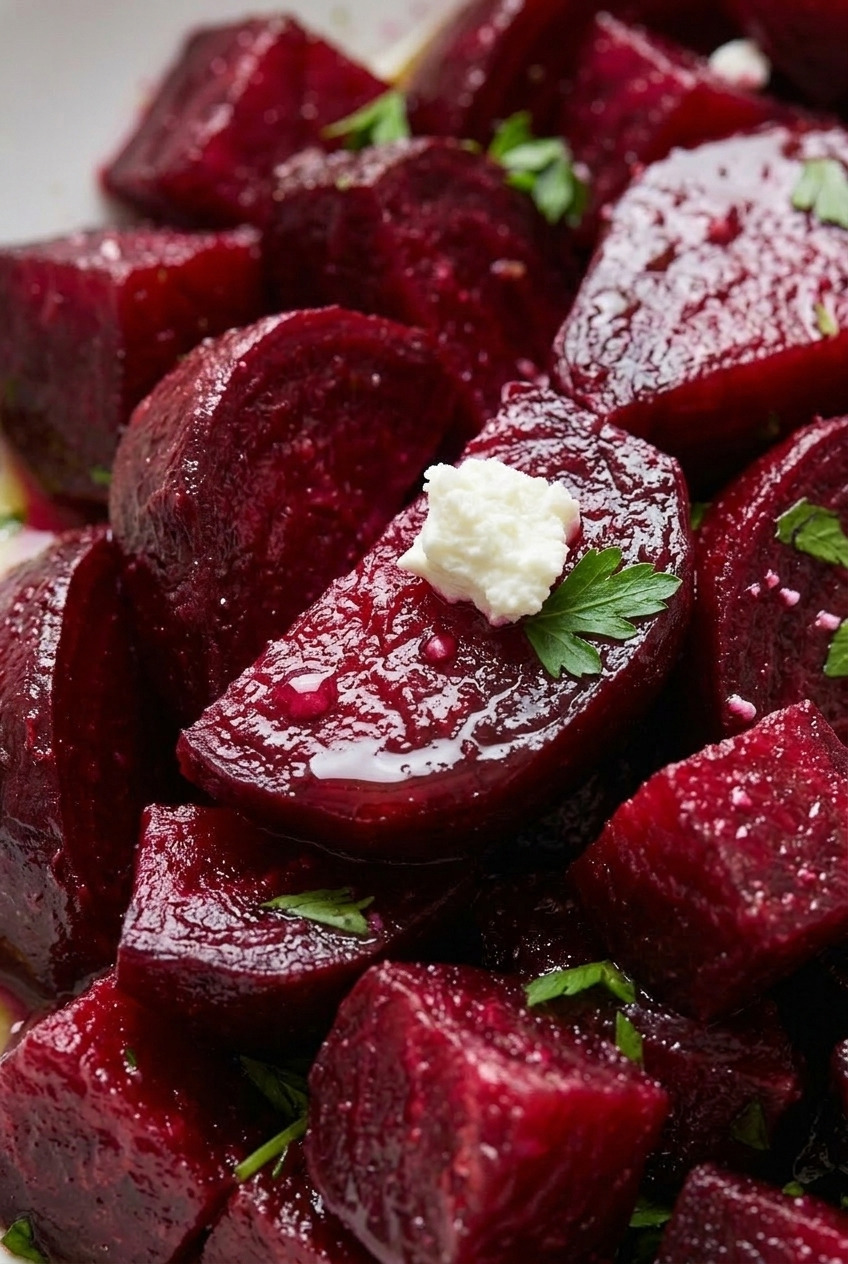 greek beet salad close up