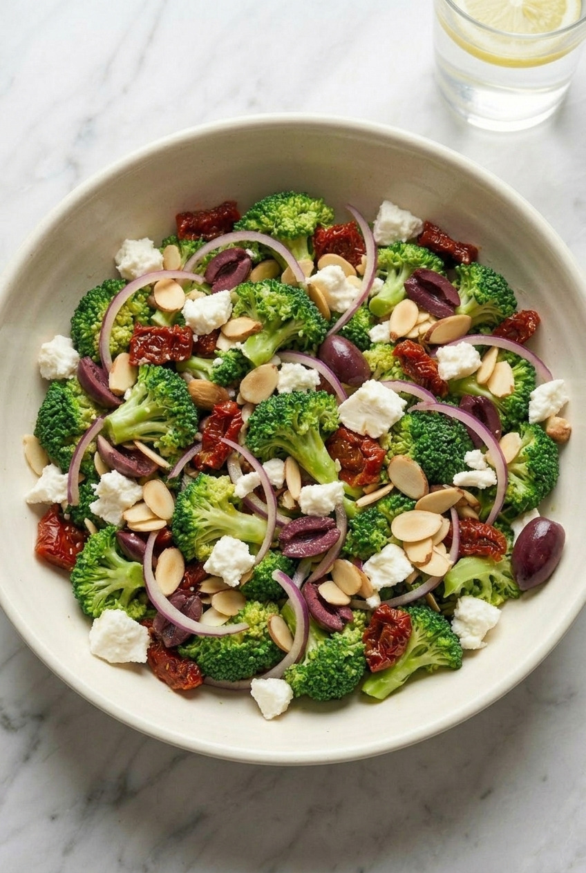 greek broccoli salad served