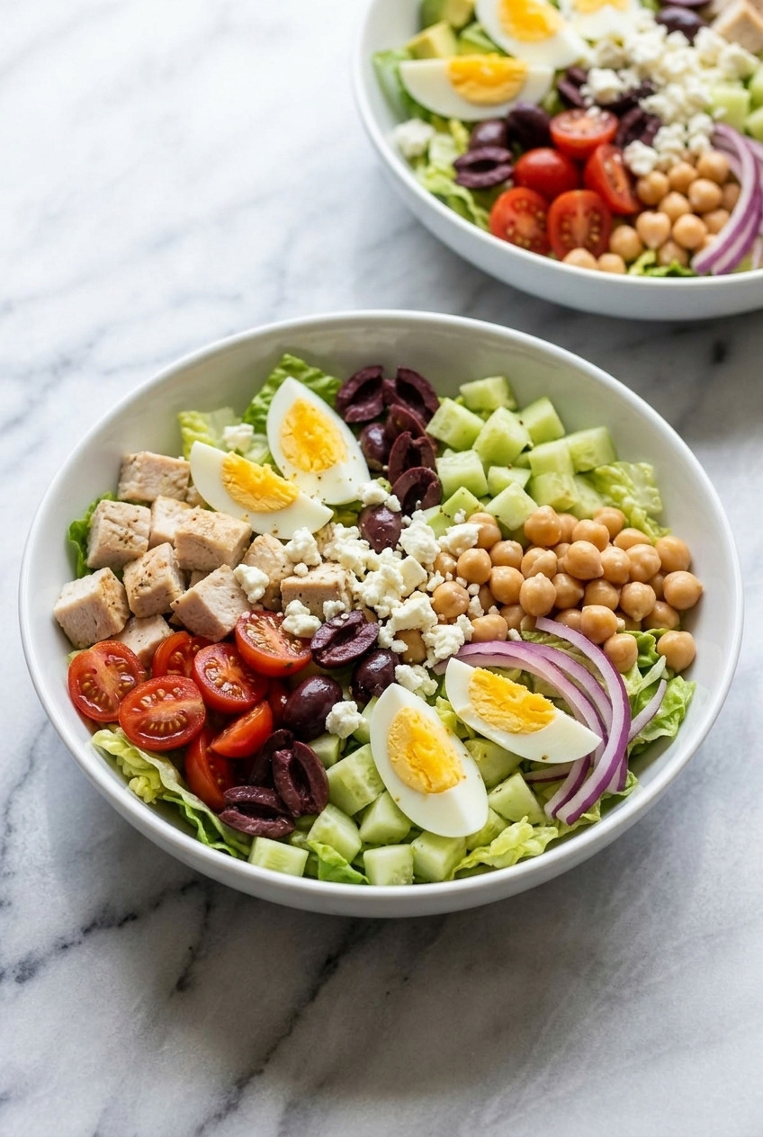 greek cobb salad dinner scene