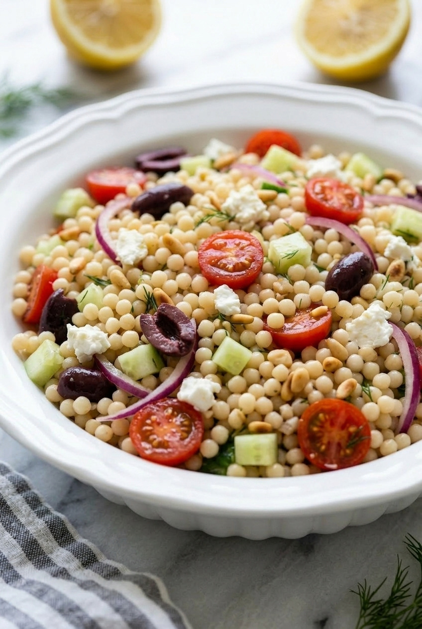 greek couscous salad served
