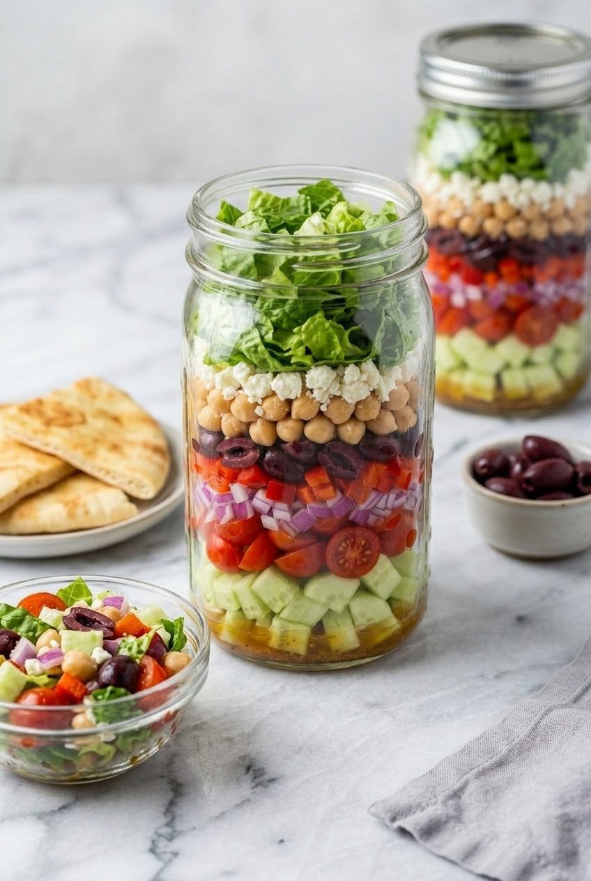 greek mason jar salad complete meal