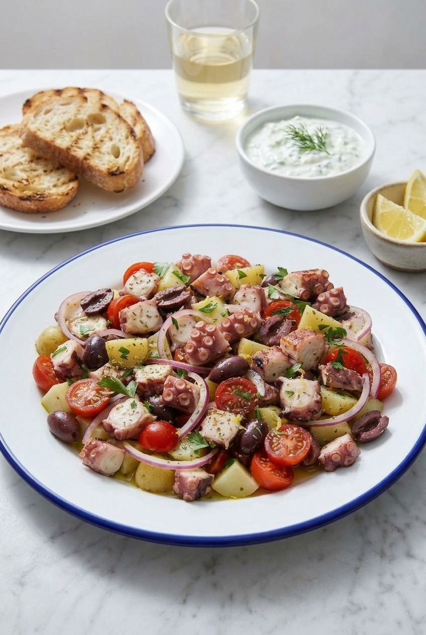 greek octopus salad complete meal