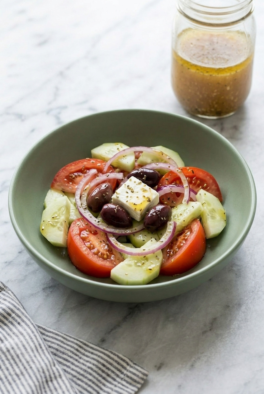 greek salad dressing side view