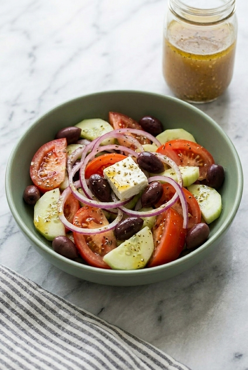 greek salad dressing served