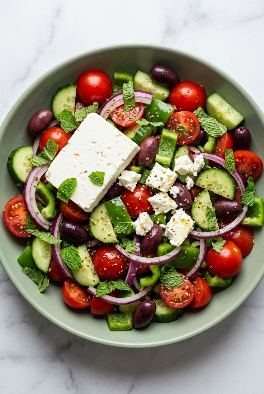 greek salad with fresh mint