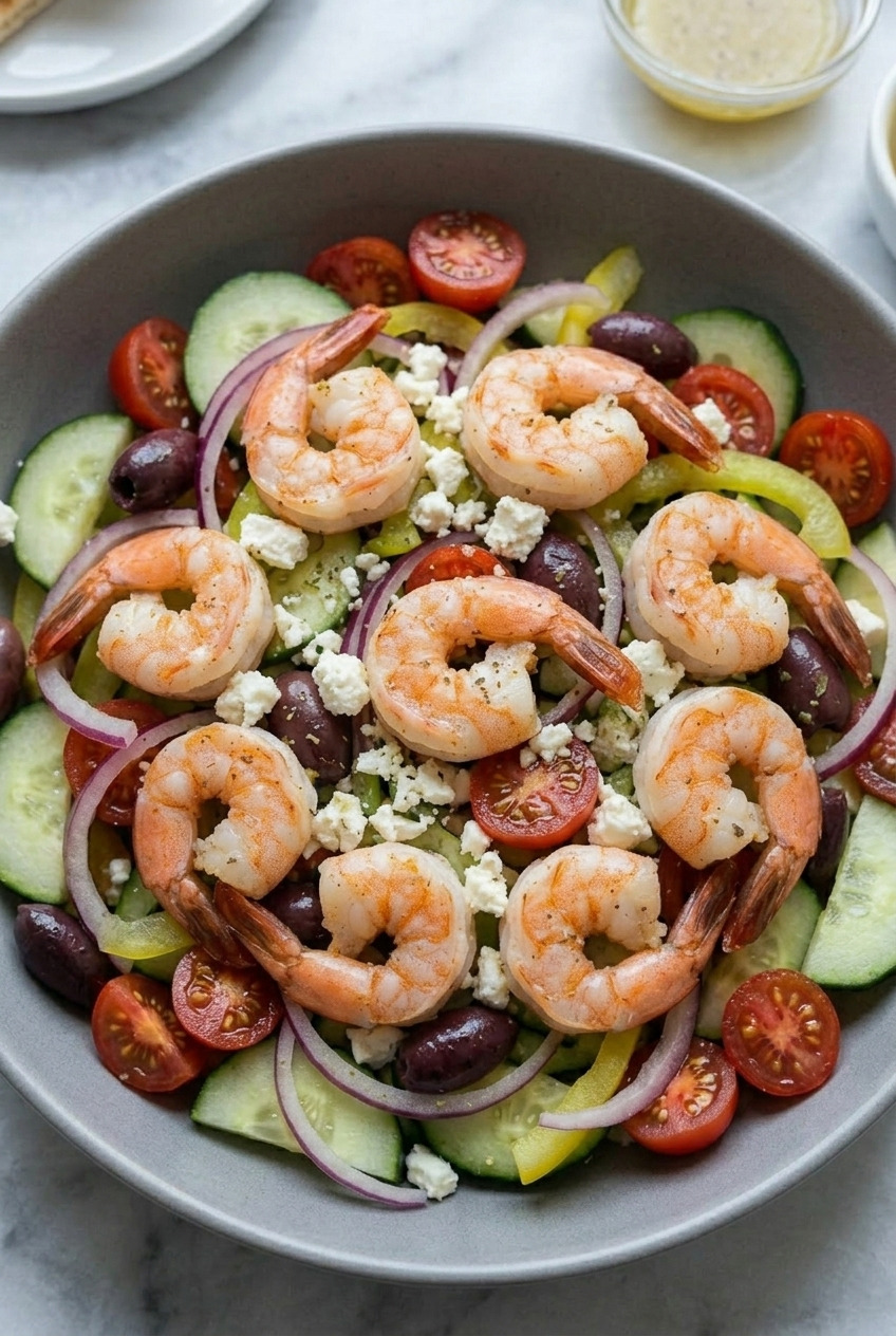 greek shrimp salad complete meal