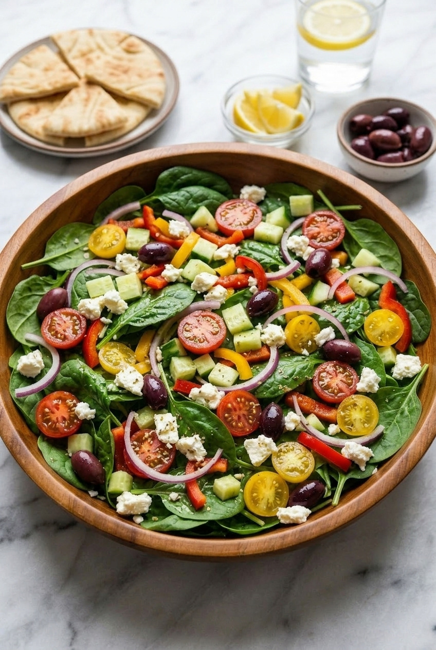 greek spinach salad complete meal