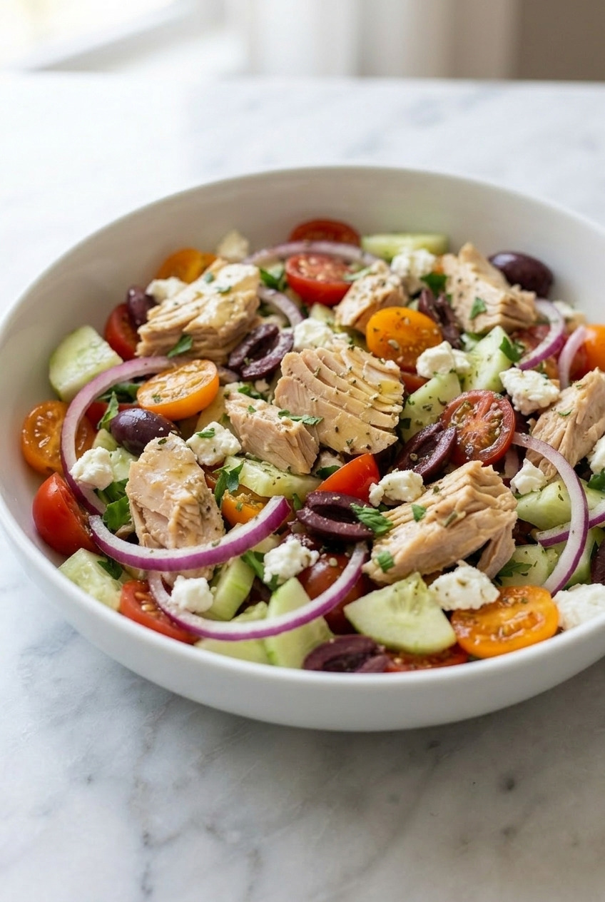 greek tuna salad served
