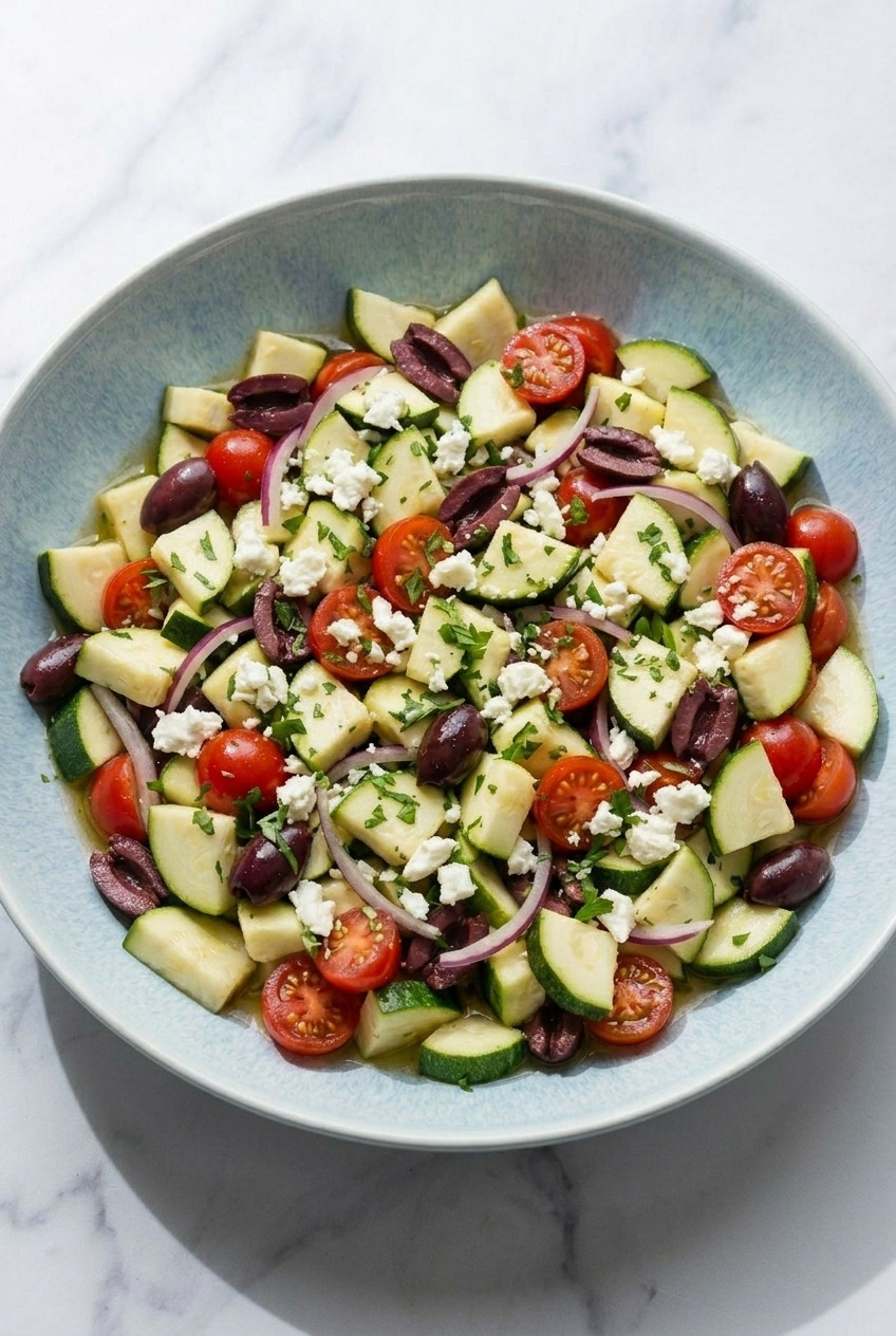 greek zucchini salad served