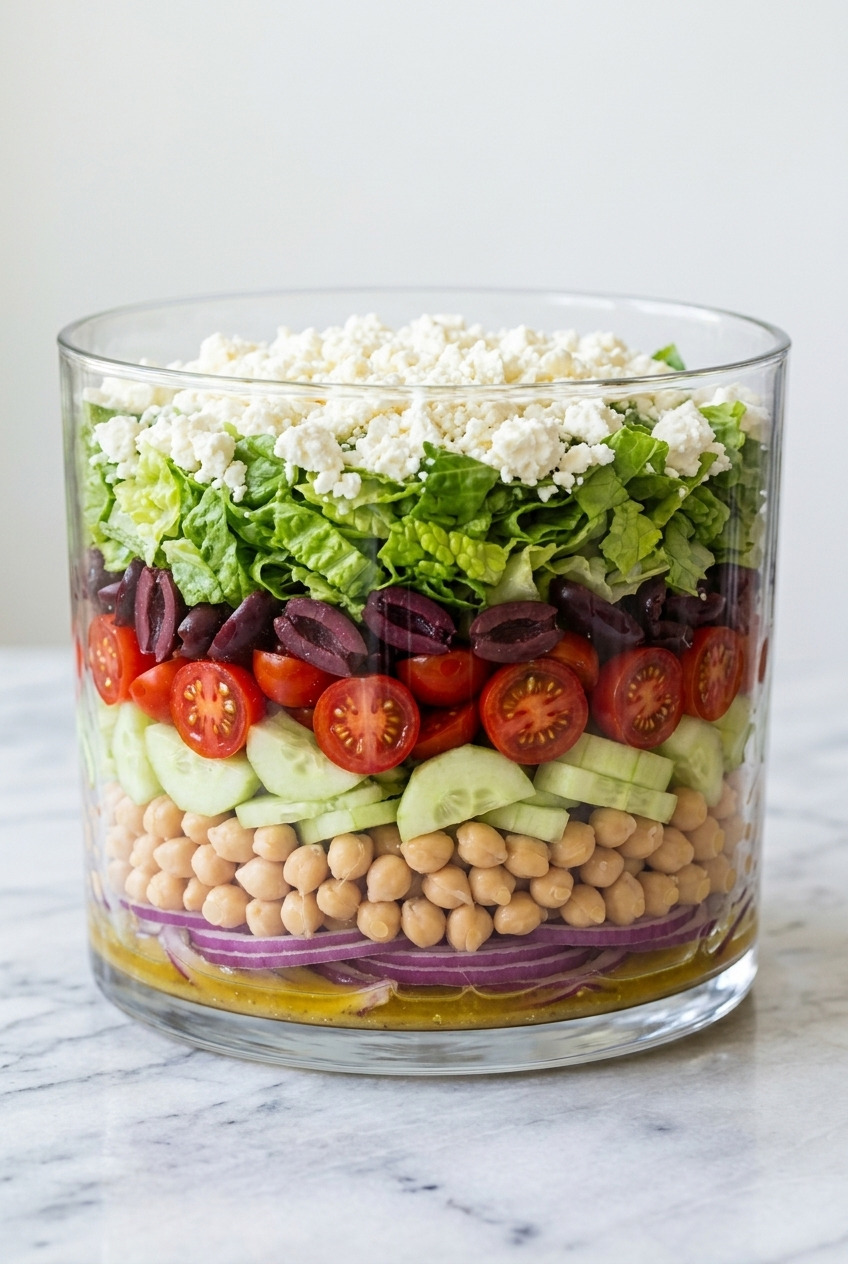 layered greek salad