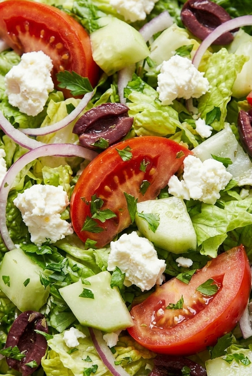 pioneer woman greek salad close up