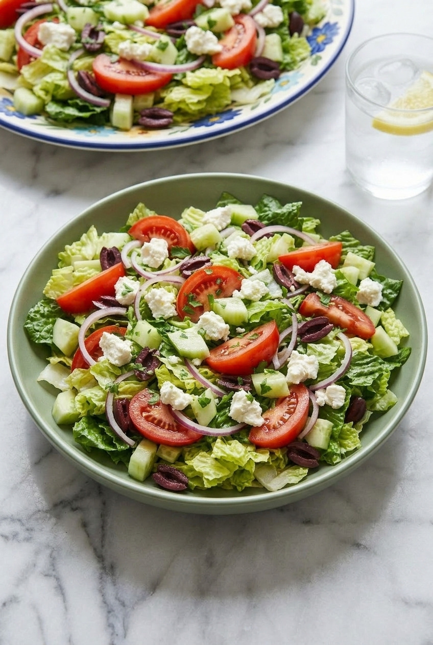 pioneer woman greek salad served