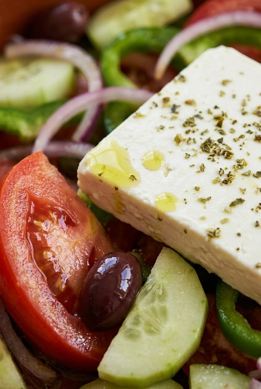 traditional greek salad close up