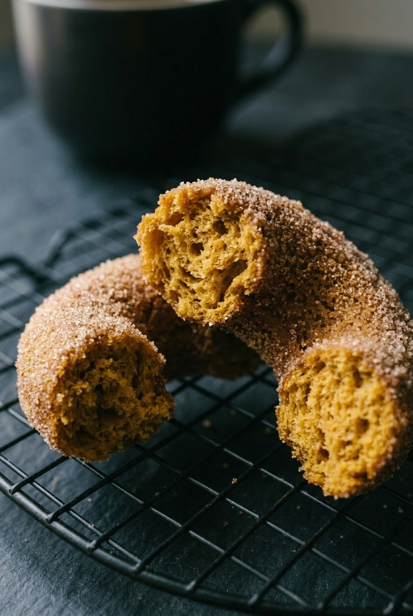 baked pumpkin donuts close up