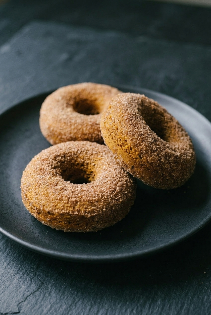 baked pumpkin donuts dinner scene