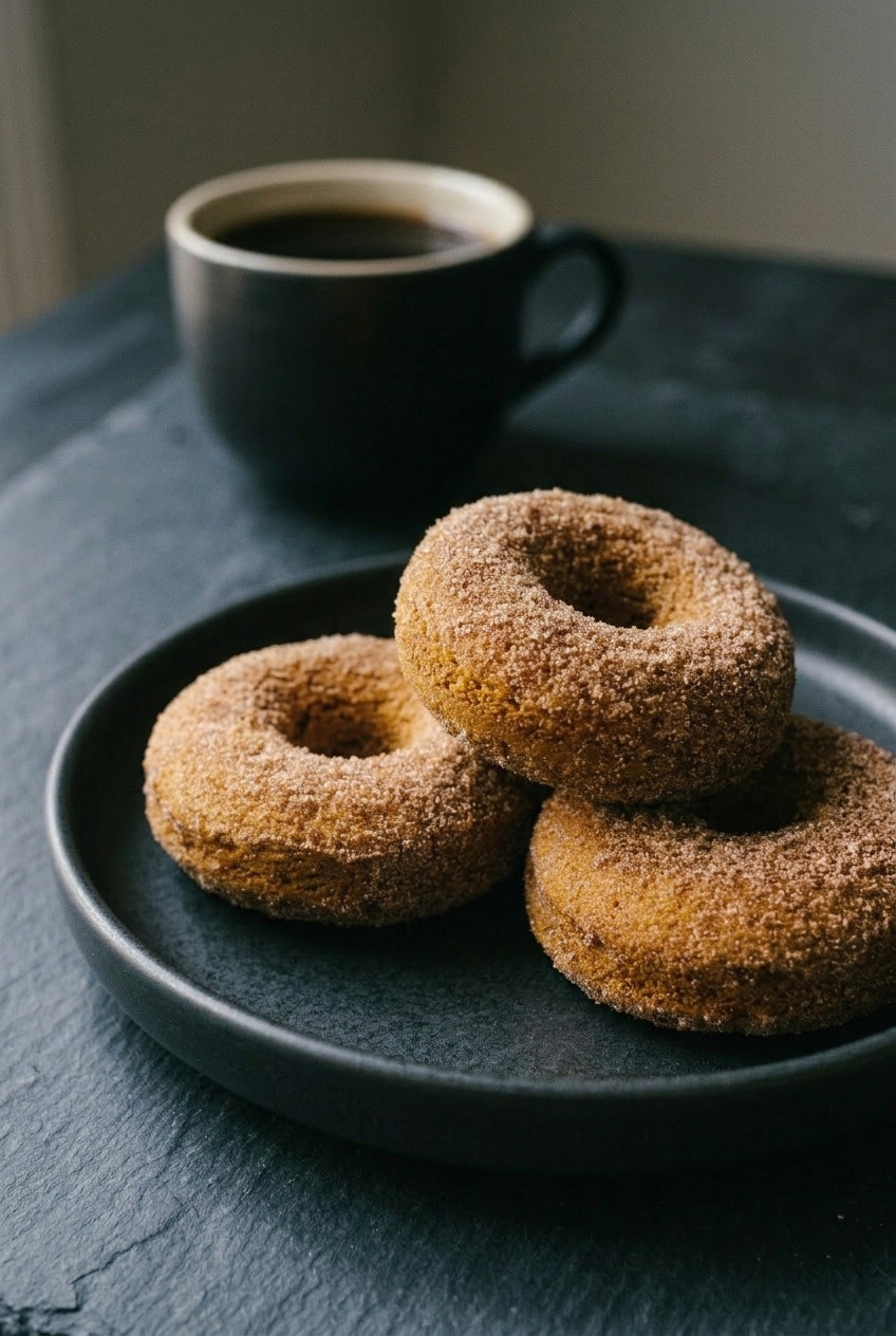 baked pumpkin donuts side view