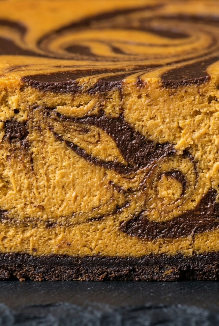 chocolate pumpkin cheesecake close up